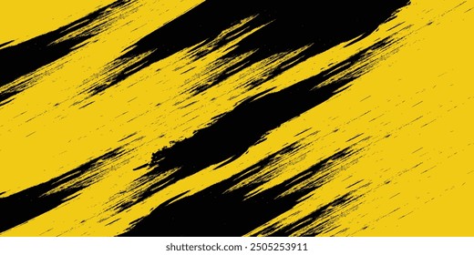 Abstract Black and Yellow Dirty Grunge Background with Halftone Effect. Sports Background with Brush Stroke Illustration