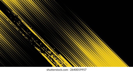 Abstract Black and Yellow Dirty Grunge Background with Halftone Effect. Sports Background with Brush  modern arts vector