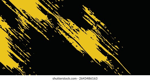 Abstract Black and Yellow Dirty Grunge Background with Halftone Effect. Sports Background with Brush Stroke modern arts vector eps10