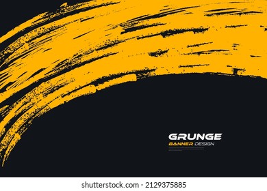 Abstract Black and Yellow Grunge Background. Brush Stroke Illustration for Banner, Poster, or Sports. Scratch and Texture Elements For Design