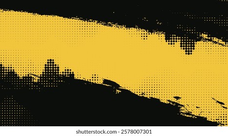 abstract black and yellow grunge halftone polka dots texture gradient pattern design cover background