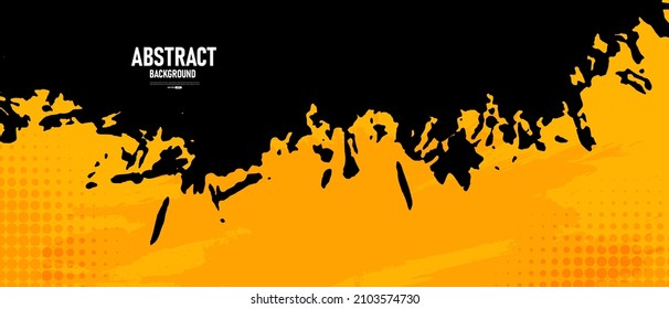 Resumen de fondo de textura de grunge negro y amarillo con vector de efecto semitonio.