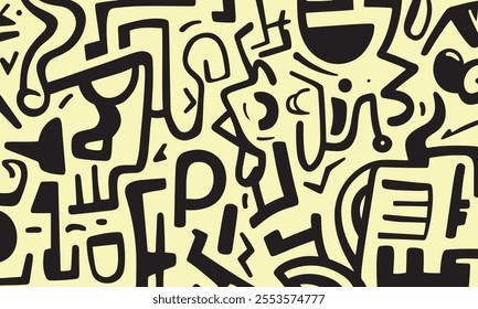 Abstract black and Yellow Maze pattern vector art for Creative Projects and impressive digital backgrounds 