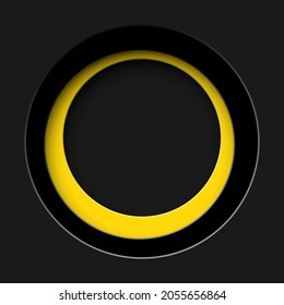 Abstract black and yellow round frame background. Vector illustration.