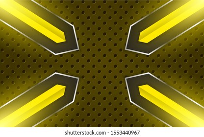 Abstract black and yellow texture metal shapes background. Bright metallic color effect concept. Vector design template for use wallpaper, banner, presentation, frame, corporate, business, advertising