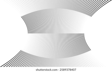 Abstract Black-and-White Concentric Arc Composition with Triangular Divisions Creating a Minimalist Optical Illusion and Modern Geometric Pattern