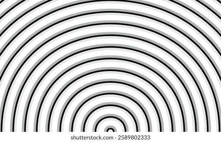 Abstract Black-and-White Curved Line Pattern with Optical Illusion Effect, Smooth Wave Motion, and Geometric Symmetry