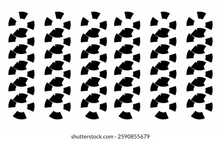 an abstract black-and-white optical illusion composed of repeating circular patterns with missing segments, creating a sense of motion and distortion.