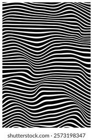 Abstract Black-And-White Optical Illusion With Concentric Wavy Circular Patterns