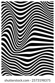 Abstract Black-And-White Optical Illusion With Concentric Wavy Circular Patterns