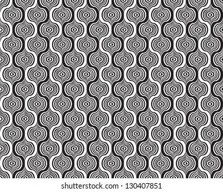 Abstract black-and-white seamless pattern with optical effect.  Vector illustration.