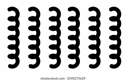 an abstract black-and-white vector design consisting of multiple vertical wavy or curly lines resembling the letter "C" stacked on top of each other.