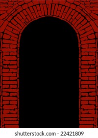 Abstract black-red brick background  with arch (vector)