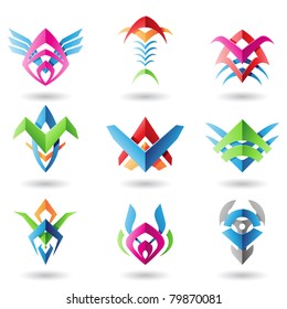 Abstract blade like icons resembling wings, fish and fish bones