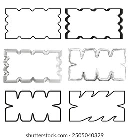 Abstract blade shapes. Minimalist razor forms. Black and white outlines. Vector icon set.