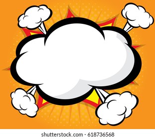 abstract blank boom speech bubble comic book, pop art background vector illustration