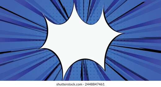 Abstract blank comic blue background. Comic explosion, banner. Pop art retro style. Cartoon vector illustration.