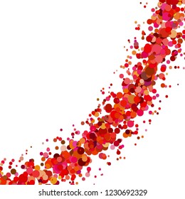 Abstract blank curved confetti background template with dispersed circles - vector illustration