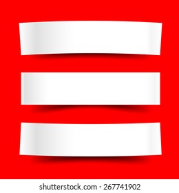 Abstract blank paper with shadow on solid red background vector illustration