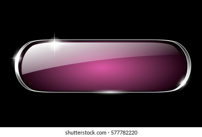 Abstract blank purple button background with a silver frame, with space for your text. Vector illustration.