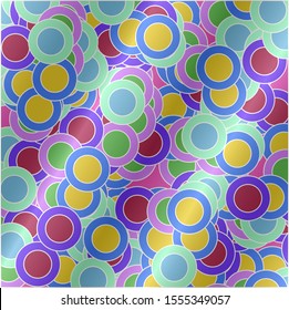 An abstract blanket consists of a cluster of colored circles. They overlap each other.