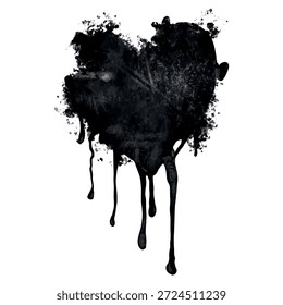 Abstrakter blutender Herzvektor mit Farbtropfen und farbiger Textur. Edgy dunkle romantische Symbol für Street-Wear-Design, Rock-Musik-Plakate und emotionale Kunst.