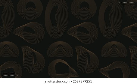 Abstract blend brown line circle on black background.Vector illustration.