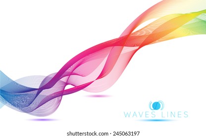 abstract blend colorful waves gradient light  lines bright vector