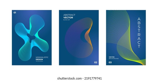 Abstract blend gradient line background vector. Futuristic style cover template for business, wave, minimalistic text and curved lines. Modern wallpaper design perfect for social media poster