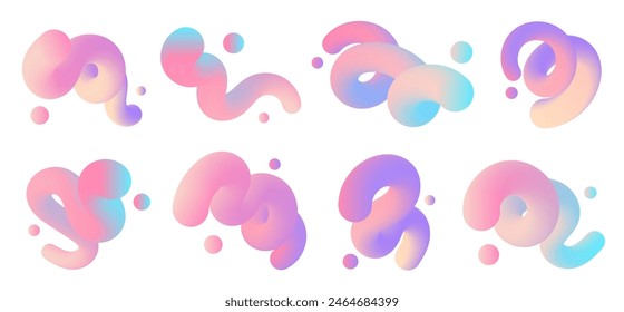 Abstract blend lines. Pastel colors. Gradient elements for design, ui and infographic. Vector illustration