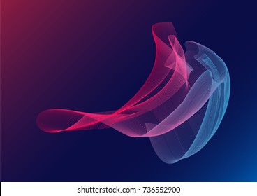 Abstract blend red and blue colored waves