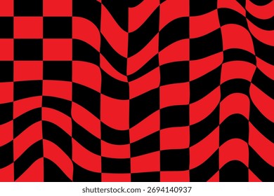 Mezcla Abstractas Formas onduladas Patrón sin fisuras Ilustración vectorial de fondo de Anuncio a cuadros rojo y negro.