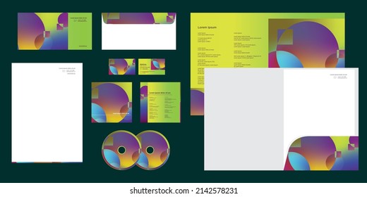 Abstract Blended Shapes Circles Square Modern Corporate Business Identity Stationery