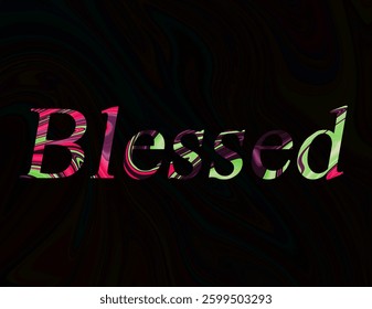 Abstract Blessed Text Effect Design Black Background