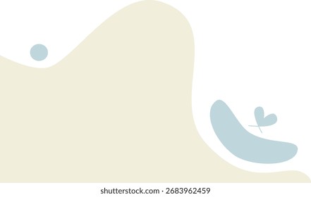 Abstraktes Blobeckdesign mit leichten Kurven und einer kleinen Herzgrafik.