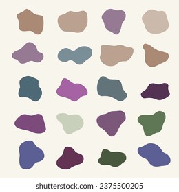 Abstract blob organic shape. Minimalist art for decoration vintage with hand drawn doodle vector set in boho style.