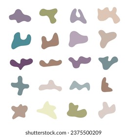 Abstract blob organic shape. Minimalist art for decoration vintage with hand drawn doodle vector set in boho style.