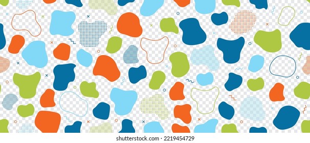Abstract blob seamless pattern. Abstract blotch shape. Liquid shape elements. Fluid dynamical colored forms banner. Liquid shape elements. Vector illustration