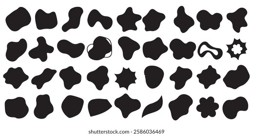 Abstract blob shape black silhouette vector icons, modern design, organic forms, artistic fluid shape elements, irregular objects. eps File