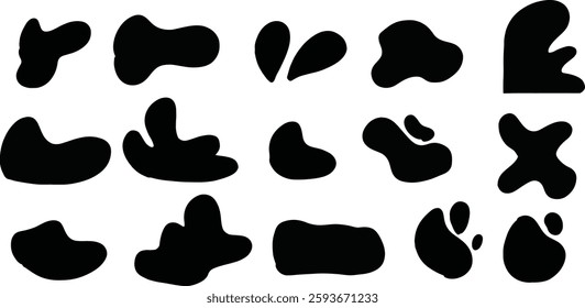 Abstract blob shape black silhouette vector icons, modern design, organic forms, set fluid elements