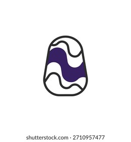 Un diseño abstracto en forma de gota con líneas de remolino y un relleno púrpura contrastante. Este elemento gráfico minimalista ofrece un toque moderno y artístico, adecuado para varios medios digitales y creativos