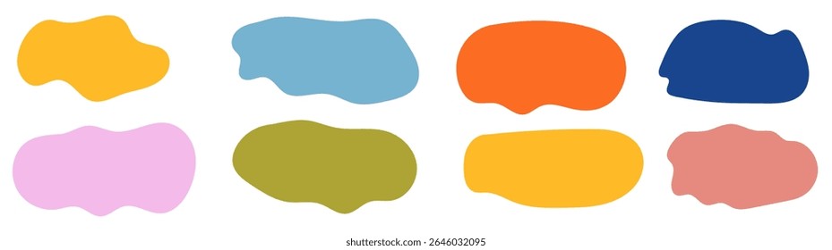 Abstract blob shape organic vector elements in pastel beige pink colors. Wavy liquid irregular forms in simple minimalistic style.