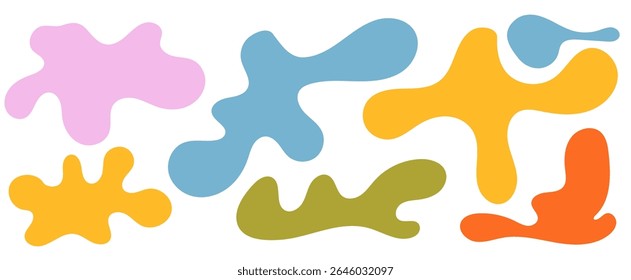 Abstract blob shape organic vector elements in pastel beige pink colors. Wavy liquid irregular forms in simple minimalistic style.