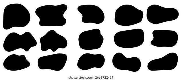 Abstract blob shape organic vector elements. Wavy liquid irregular forms in simple minimalistic style. Modern text box shape collection