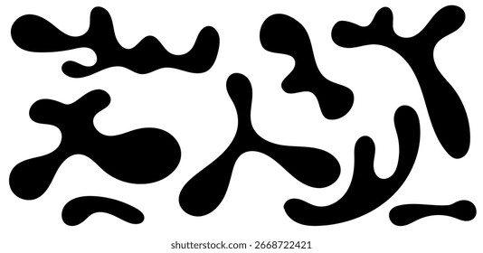 Abstract blob shape organic vector elements. Wavy liquid irregular forms in simple minimalistic style. Modern text box shape collection