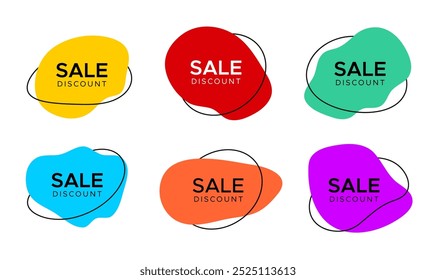 Conjunto de gráficos de Vector de venta de Vector o de descuento Conjunto de gráficos de venta de  de venta multicolor o diseño de etiqueta de descuento