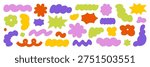 Abstract blob shapes doodle set. Hand drawn comic cloud forms and organic groovy figures in sketch style. Vector illustration isolated on white background