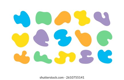 Abstract blob shapes Set, abstract forms, Color Fluid, Liquid shape Elements on White Background vector illustration Hand drawn for banners, cards, social media, etc. vector illustration