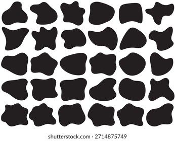 Abstract blob shapes set. Organic irregular black silhouettes. Rounded fluid shapes collection. Modern abstract elements for background design branding poster layout web graphics and creative compositions