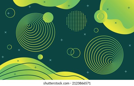 Abstract blob spiral green background, wavy, circle, trippy green template for copy space, banner, flyer, presentation, landing page, or poster.